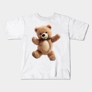 Cute Dancing Teddy Bear with Bow Tie Design Kids T-Shirt